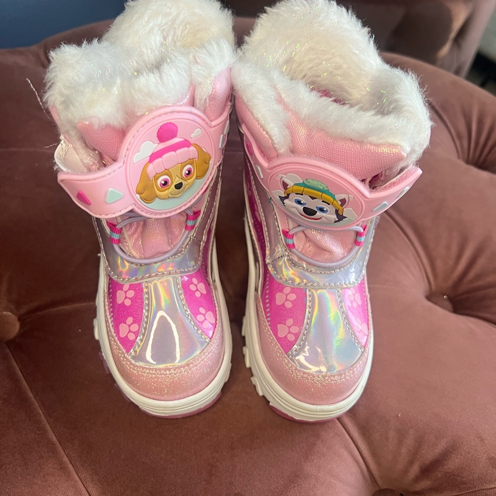 Pink and White Kids' Winter Boots